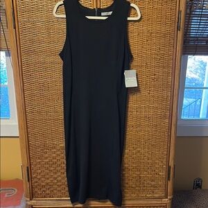 Athleta Black Sleeveless Sheath Midi Dress